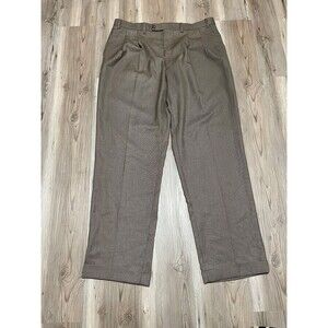 Ralph Ralph Lauren Mens 38x32 Brown Tan Houndstooth Pleated Cuffed Dress Pants